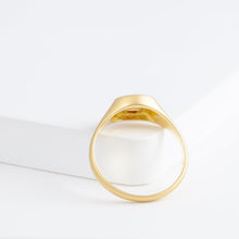 Load image into Gallery viewer, Small happy face signet ring with sparkly cheeks (18K Yellow Gold)
