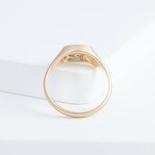 Load image into Gallery viewer, Small oval mouth face signet ring with sparkly cheeks
