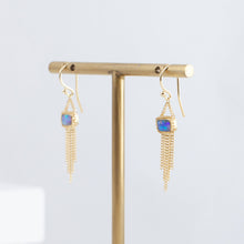 Load image into Gallery viewer, One-of-a-kind Boulder opal earrings with chains
