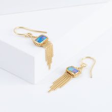Load image into Gallery viewer, One-of-a-kind Boulder opal earrings with chains
