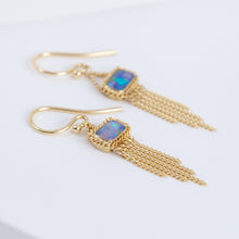 Load image into Gallery viewer, One-of-a-kind Boulder opal earrings with chains
