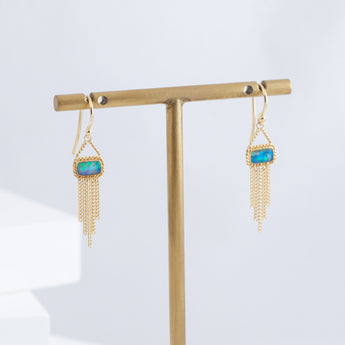 One-of-a-kind Boulder opal earrings with chains