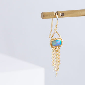 One-of-a-kind Boulder opal earrings with chains