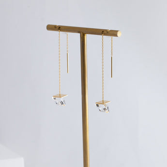 Reflection quartz threader earrings