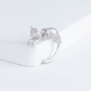 Cat through earring (rhodium plated silver)