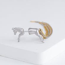 Load image into Gallery viewer, Horse through rhodium plated silver earring
