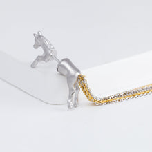 Load image into Gallery viewer, Horse through rhodium plated silver earring
