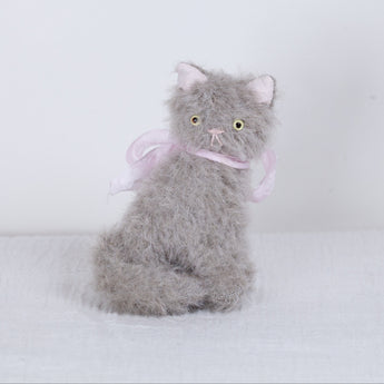 Sate - Small sitting gray cat doll