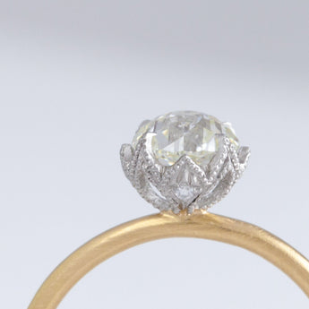 Lucent one-of-a-kind crown of light diamond ring