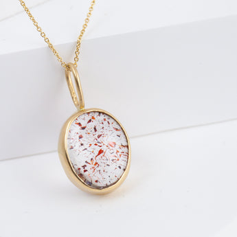 Gallery oval strawberry quartz necklace