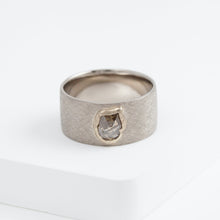 Load image into Gallery viewer, Flat white gold ring with unique brown diamond
