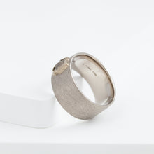 Load image into Gallery viewer, Flat white gold ring with unique brown diamond
