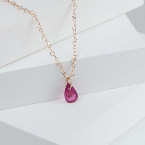 Rubellite pear drop pendant