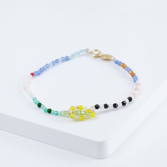Lip smiley charm colorful gemstones beads bracelet