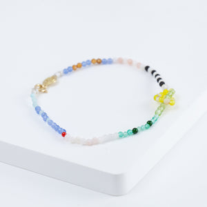 Lip smiley charm colorful gemstones beads bracelet