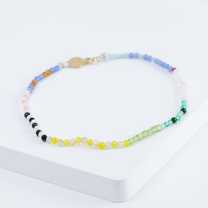 Lip smiley charm colorful gemstones beads bracelet