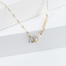 Load image into Gallery viewer, Mixed metal chain necklace with monotone gemstones

