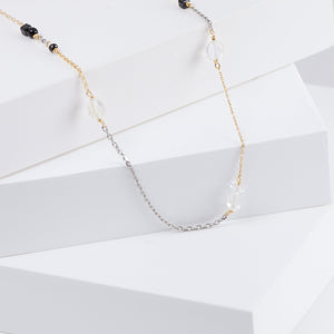 Mixed metal chain necklace with monotone gemstones