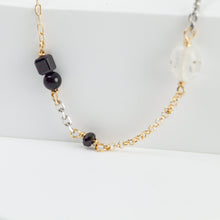 Load image into Gallery viewer, Mixed metal chain necklace with monotone gemstones
