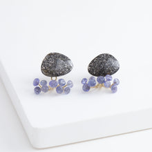 Load image into Gallery viewer, Fairy black sunstone and tanzanite earrings
