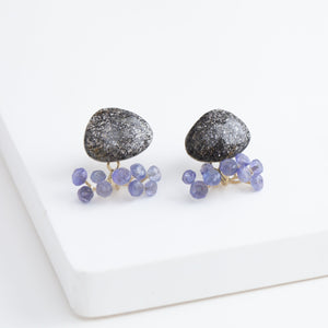 Fairy black sunstone and tanzanite earrings