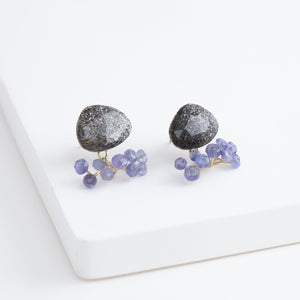 Fairy black sunstone and tanzanite earrings