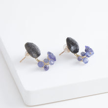 Load image into Gallery viewer, Fairy black sunstone and tanzanite earrings
