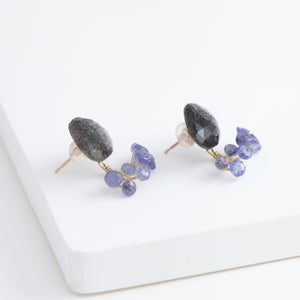 Fairy black sunstone and tanzanite earrings