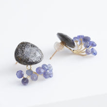 Load image into Gallery viewer, Fairy black sunstone and tanzanite earrings
