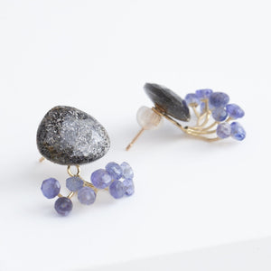 Fairy black sunstone and tanzanite earrings