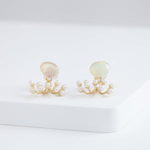 Fairy Ethiopian opal and pearl earrings