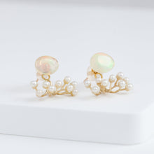 Load image into Gallery viewer, Fairy Ethiopian opal and pearl earrings
