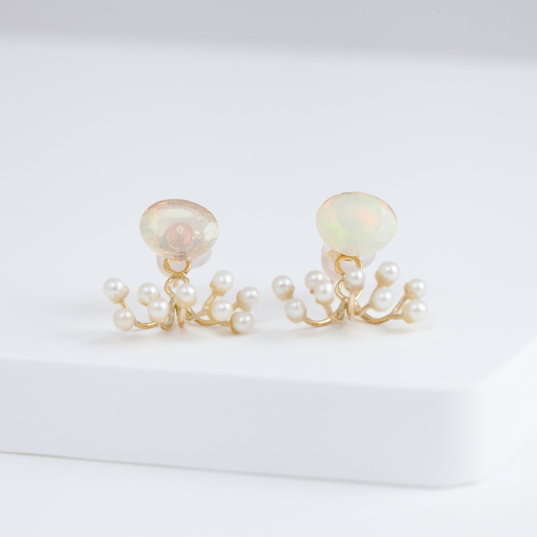 Fairy Ethiopian opal and pearl earrings