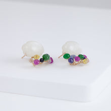 Load image into Gallery viewer, Fairy cloud moonstone and mixed stone earrings
