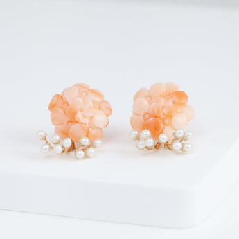 Fairy big momoiro coral and pearl earrings [limited edition]