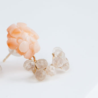 Fairy small momoiro coral and rose quartz earrings [limited edition]