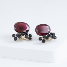 Load image into Gallery viewer, Fairy garnet and black spinel earrings
