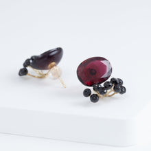 Load image into Gallery viewer, Fairy garnet and black spinel earrings
