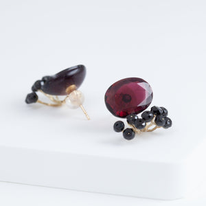 Fairy garnet and black spinel earrings