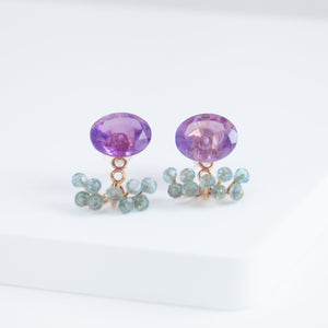 Fairy purple amethyst and light apatite earrings