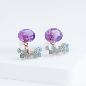 Fairy purple amethyst and light apatite earrings