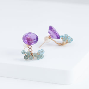 Fairy purple amethyst and light apatite earrings