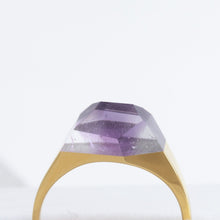 Load image into Gallery viewer, Mini rock crystal bi-color amethyst ring
