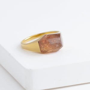 Mini rock crystal imperial topaz ring