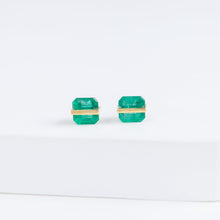 Load image into Gallery viewer, Band one-of-a-kind square emerald studs
