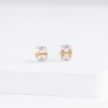 Load image into Gallery viewer, Band rectangular morganite studs
