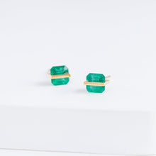 Load image into Gallery viewer, Band one-of-a-kind square emerald studs
