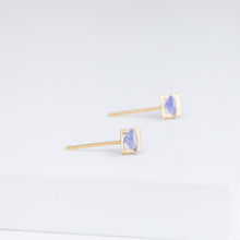 Load image into Gallery viewer, Band oval tanzanite studs
