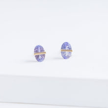 Load image into Gallery viewer, Band oval tanzanite studs
