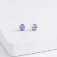 Load image into Gallery viewer, Band icy blue sapphire studs
